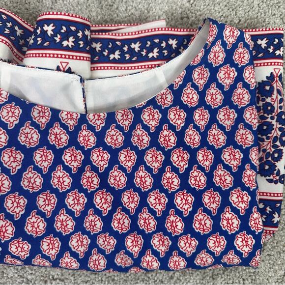 J. Crew Paisley Short sleeve Shift Dress Blue Red Pattern Womens size 0 - Picture 8 of 8